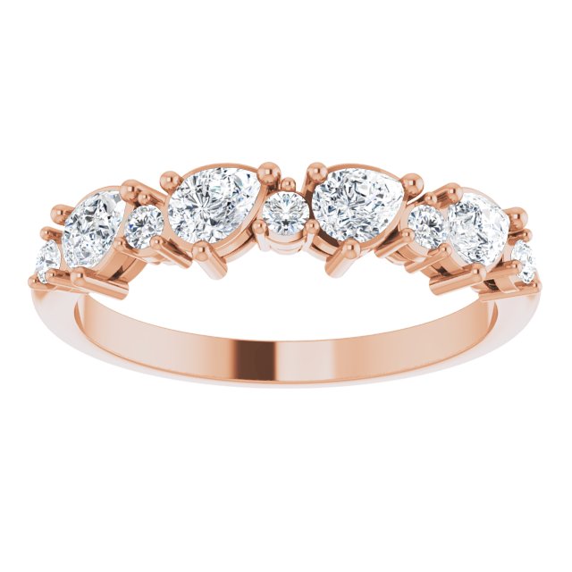 0.96 ct. Pear Cut Diamond And Round Diamond Wedding Band-VIRABYANI